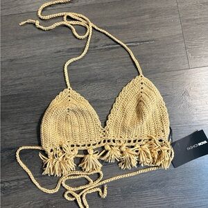 Fashion Nova Beige Crochet Bikini Top